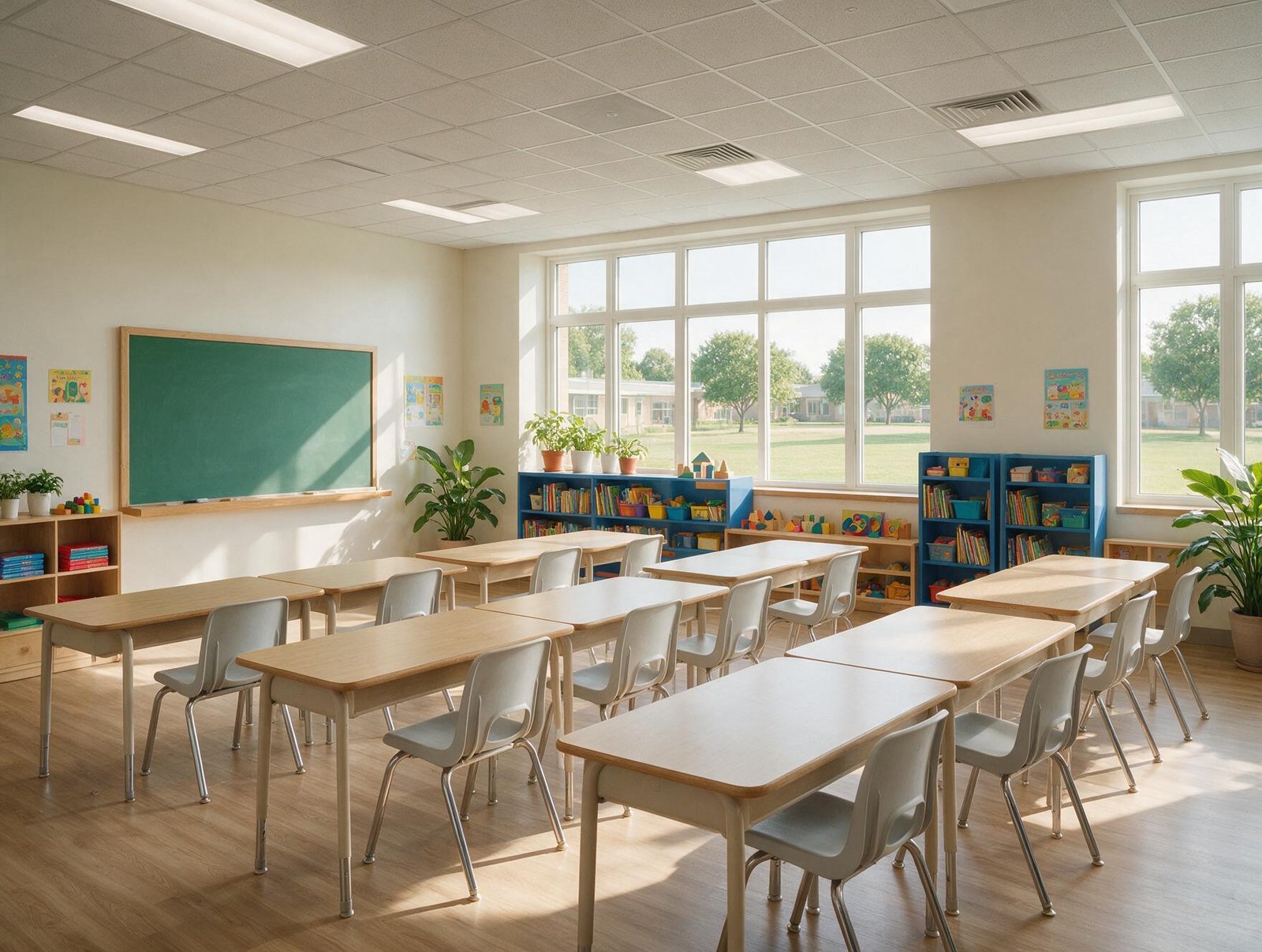 Modern classroom in an educational facility served by DryProTek