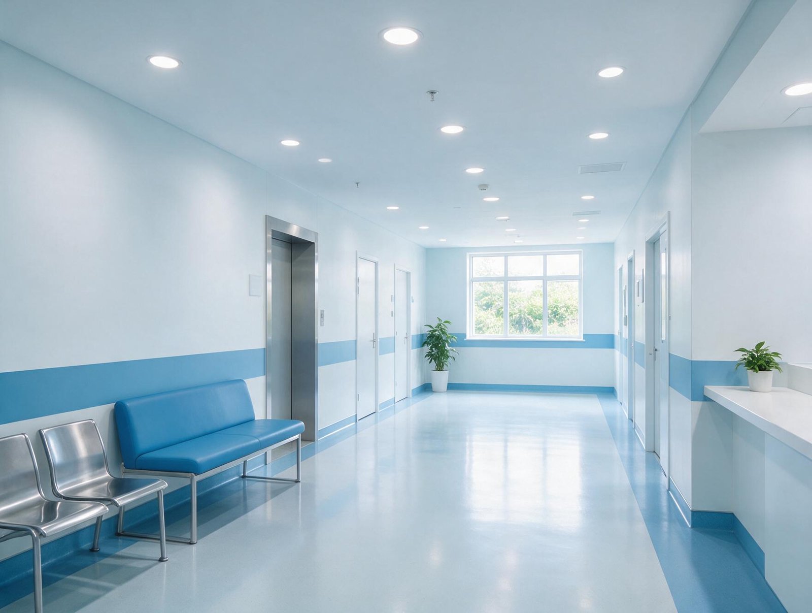 Clean modern healthcare facility corridor served by DryProTek